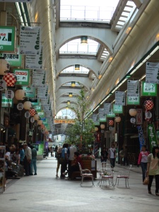 outdoor shopping arcade in Sapporo
